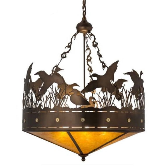 Meyda Tiffany 50138 Ducks In Flight 4 Light 30" Wide Pendant - Copper