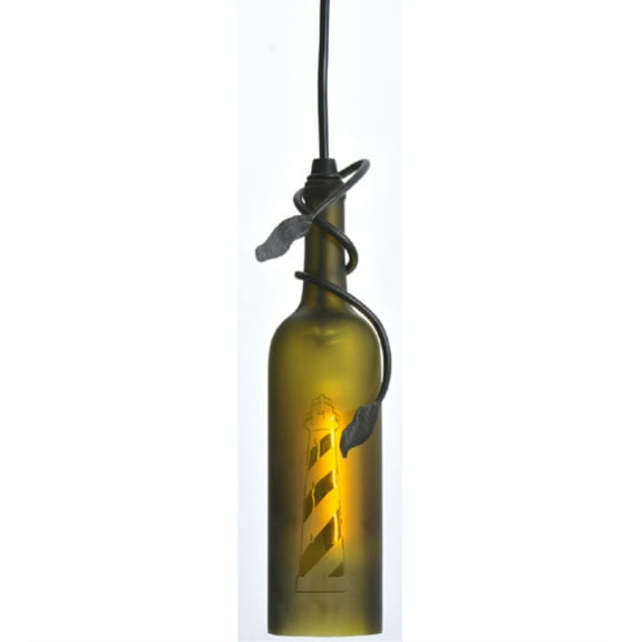 Meyda Tiffany 51001 3" W Tuscan Vineyard Lighthouse Wine Bottle Mini Pendant - Green