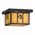 thumbnail image 1 of Meyda Tiffany 52808 Hyde Park Sprig 14" Wide Flush Mount Square Ceiling Fixture - Brown, 1 of 7