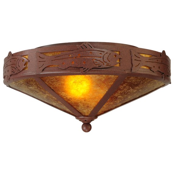 Meyda Tiffany 65736 Rainbow Trout 2 Light 16" Wide Semi-Flush Ceiling Fixture - Rust