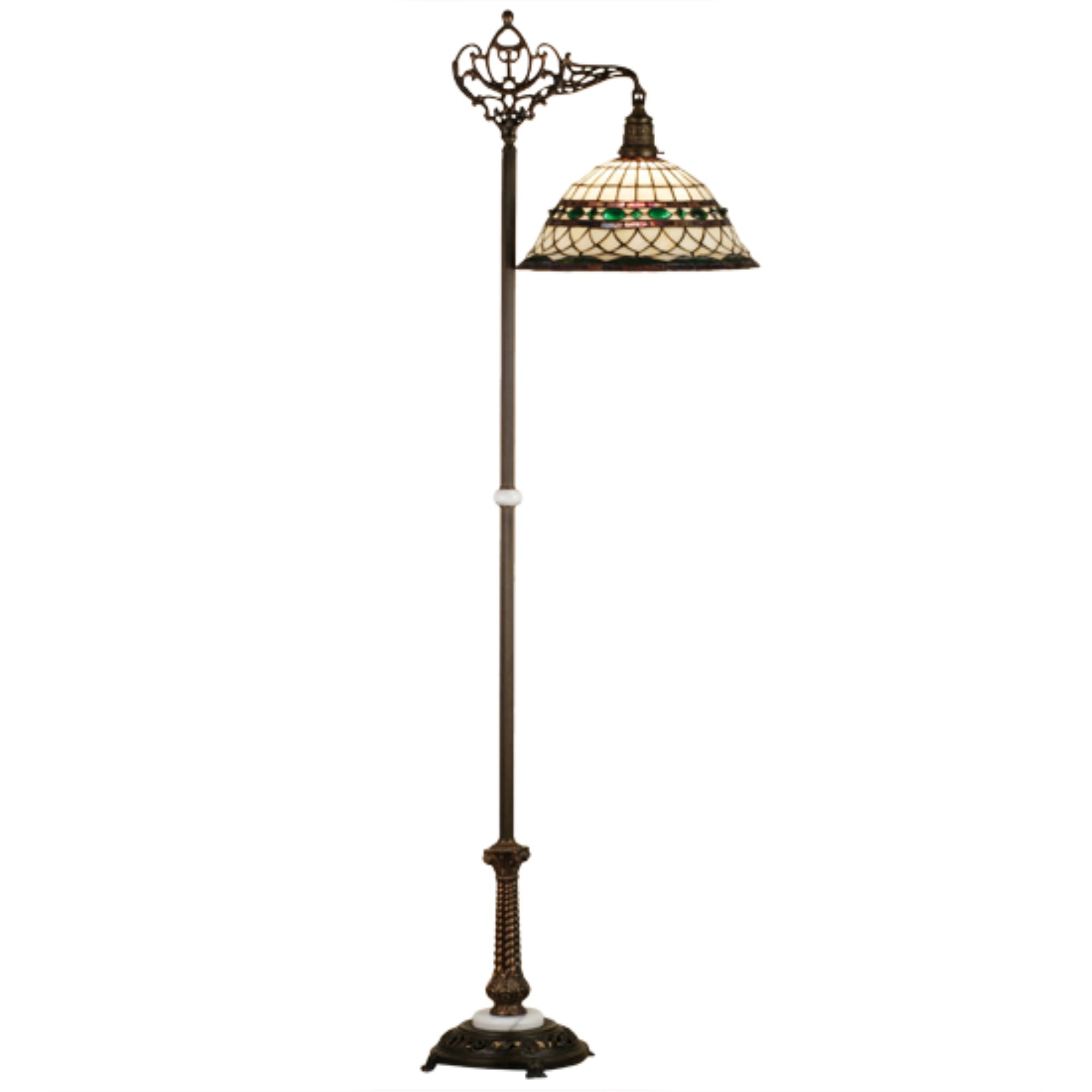 70" Bronze Stained Glass Bridge Arm Floor Lamp