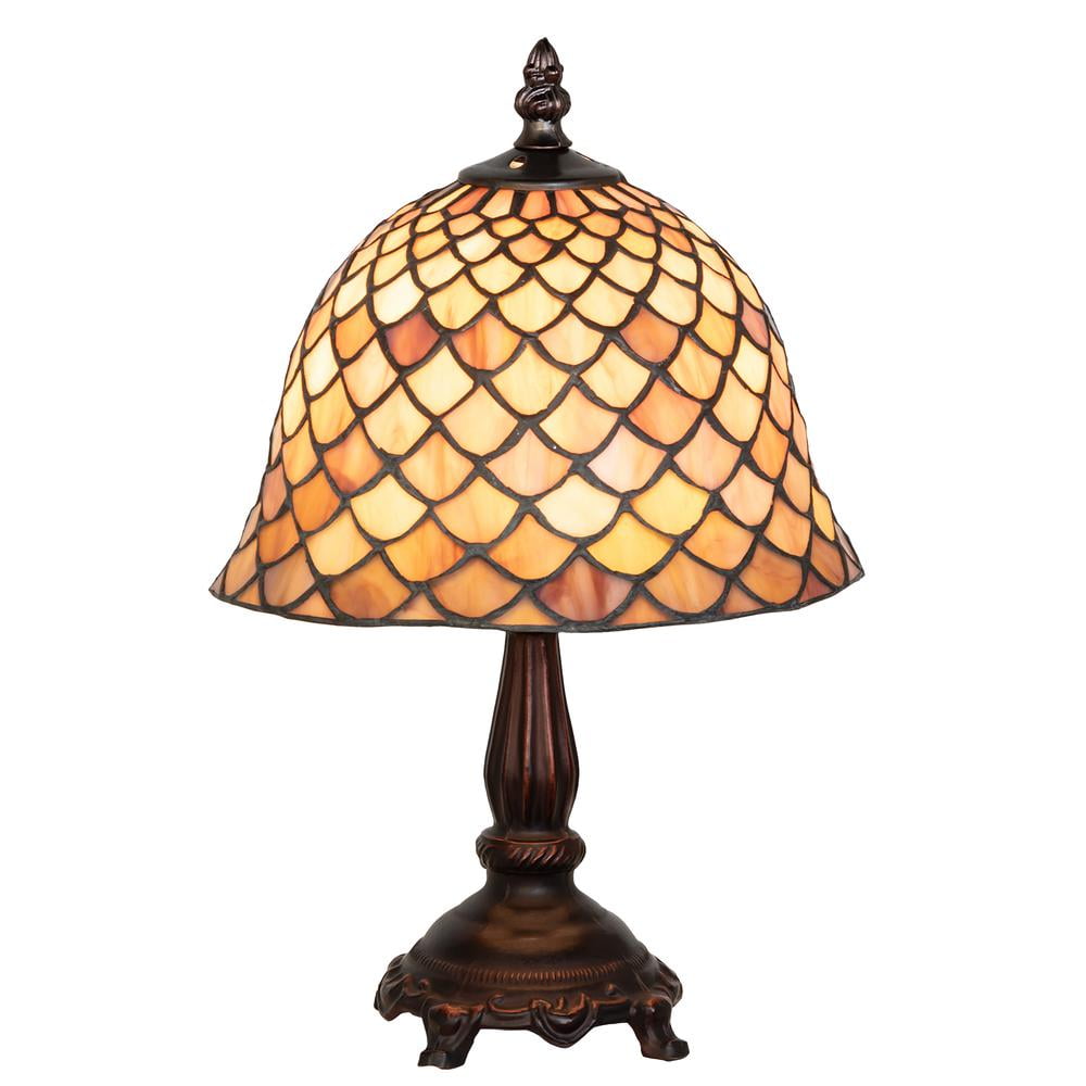 Tiffany Inspired 13.5" Stained Glass Bronze Table Lamp