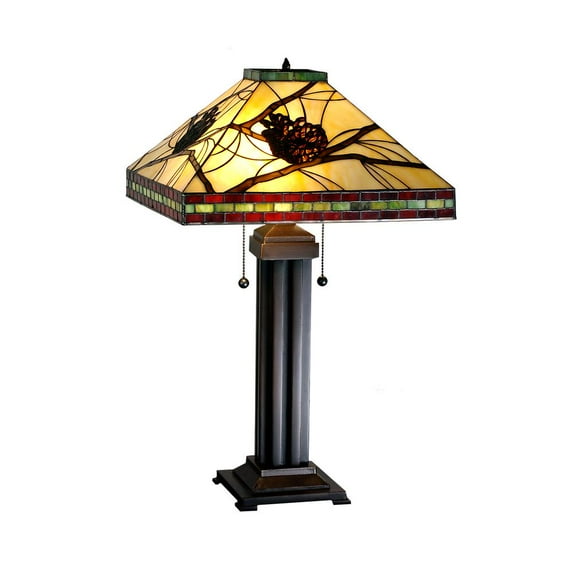 Meyda Tiffany 67852 Lodge Southwest Vintage Style Tiffany Two Light Table Lamp -