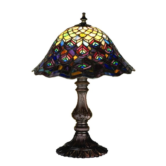 Meyda Tiffany 67885 Stained Glass / Tiffany Accent Table Lamp From The Peacock Collection