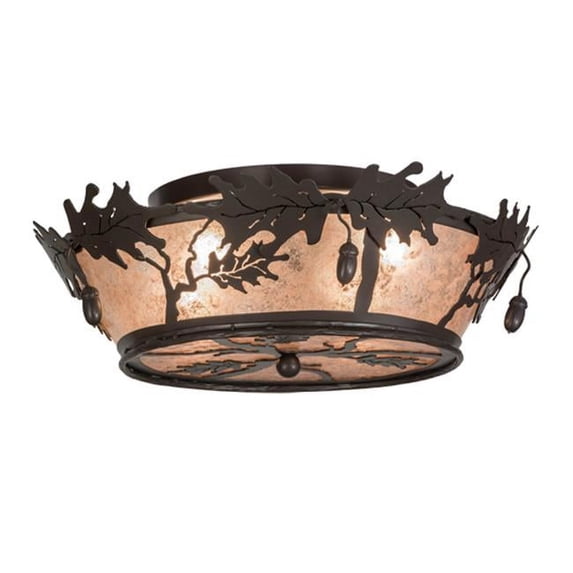 Meyda Tiffany 68932 Oak Leaf And Acorn 4 Light 20" Wide Semi-Flush Ceiling Fixture -