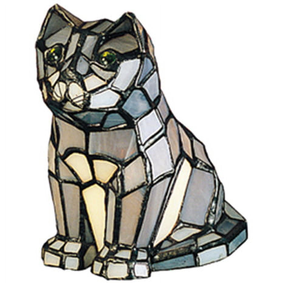 Charming Noir 1-Light Black Stained Glass Cat Shelf Accent Lamp