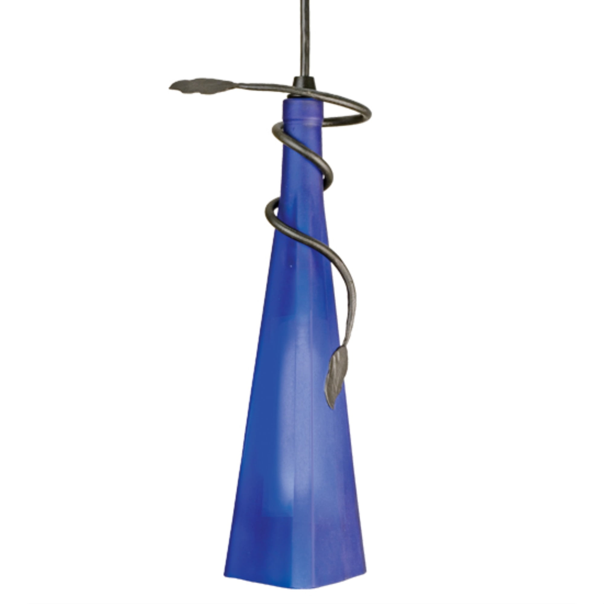 Mini Black Metal Cone Pendant with Colorful Glass Shade