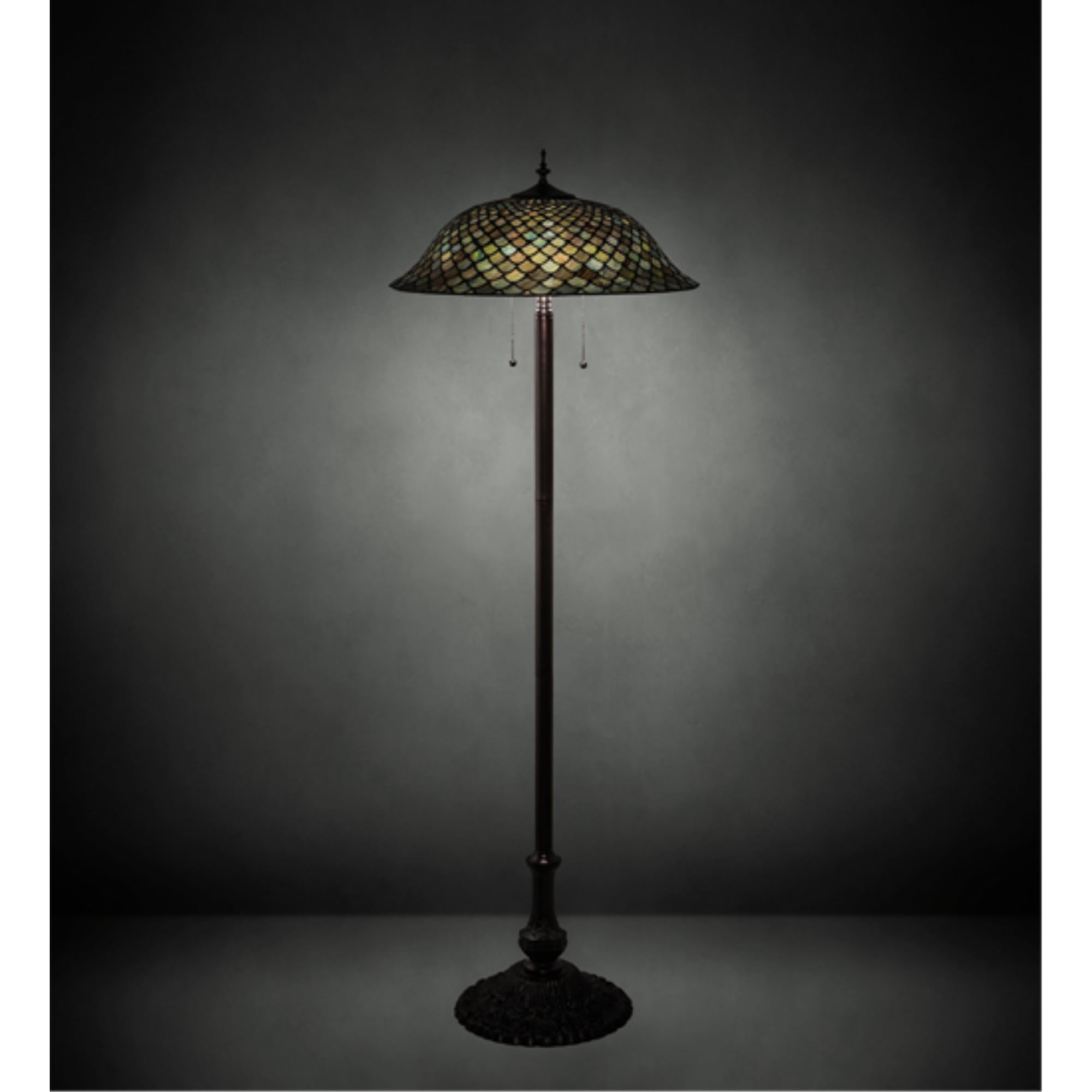 Mahogany Bronze Stained Glass Tiffany Floor Lamp