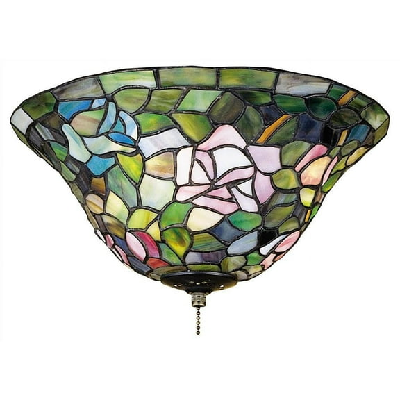 Meyda Tiffany 71427 12" W Tiffany Rosebush Flush Mount Ceiling Fixture - MultiColor