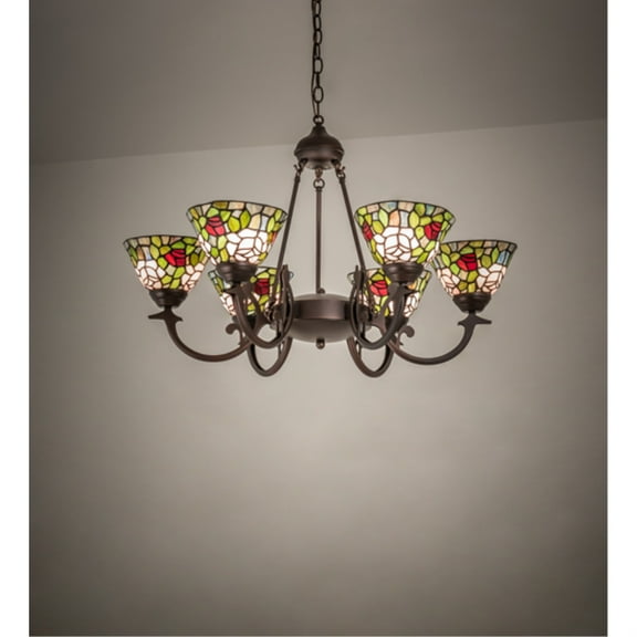 Meyda Tiffany 72651 Tiffany Rosebush 6 Light 32" Wide Chandelier - MultiColor