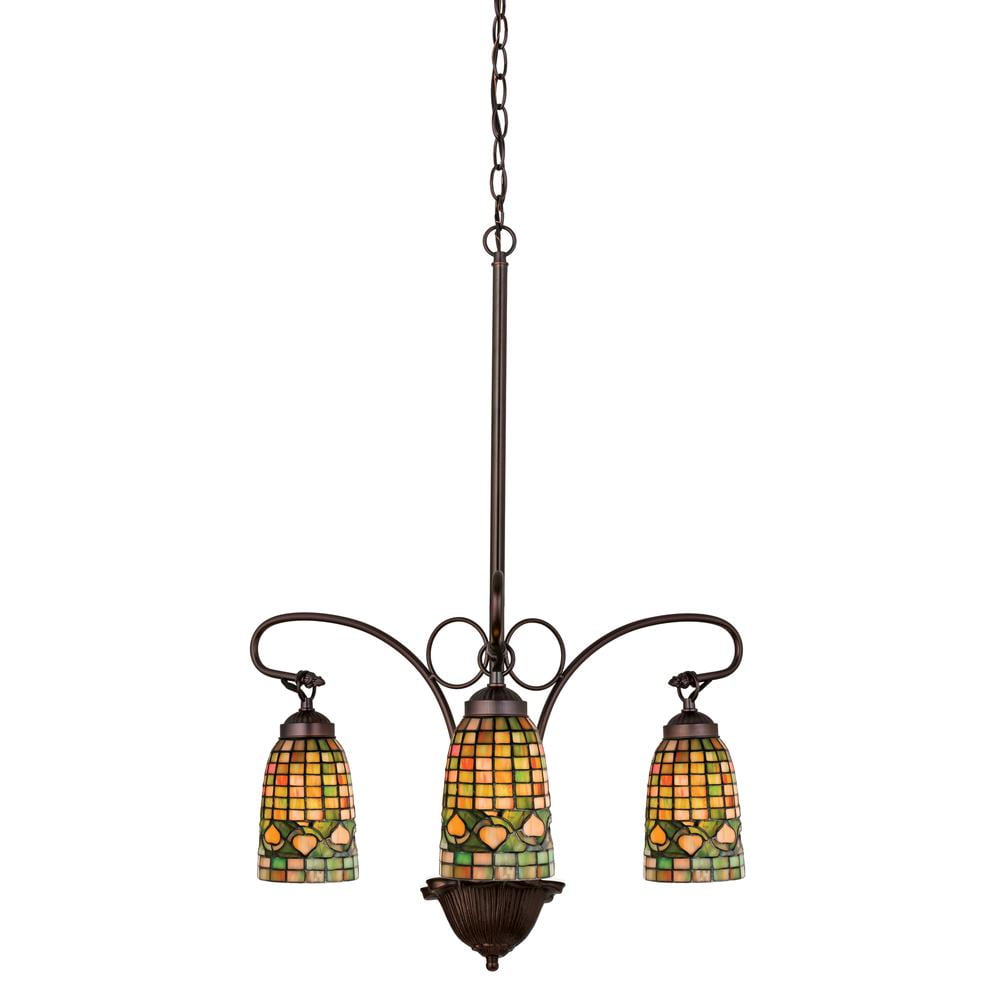 Autumn Harvest Honey 24" Bronze Crystal Acorn 3-Light Chandelier