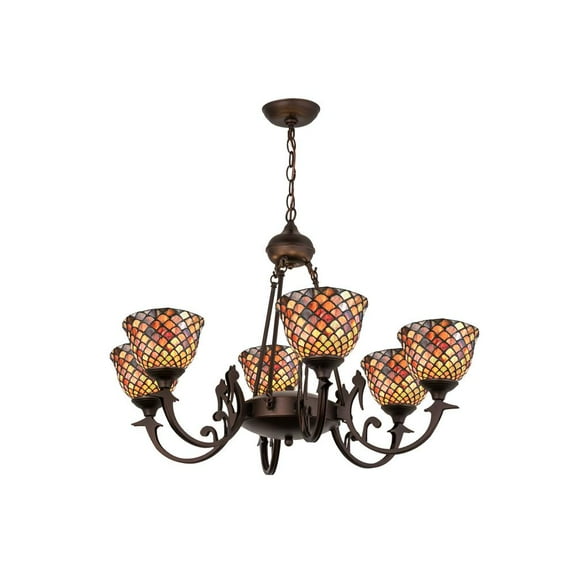 Meyda Tiffany 74043 Tiffany Fishscale 6 Light 32-1/2" Wide Chandelier - MultiColor
