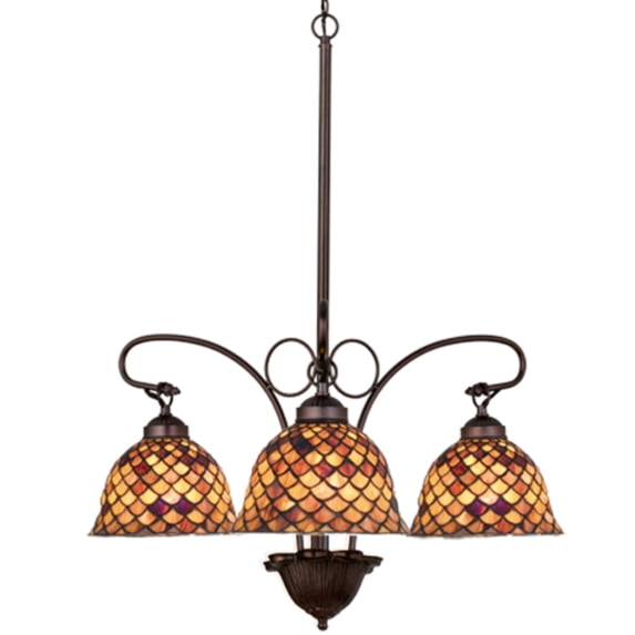 Meyda Tiffany - 74045 - Three Light Chandelier - Fishscale - Antique-150pack