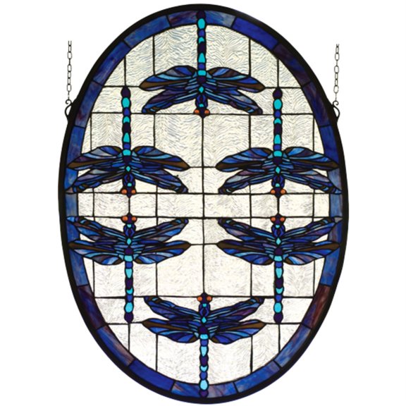 Meyda Tiffany 78087 Dragonflies Oval Stained Glass Window