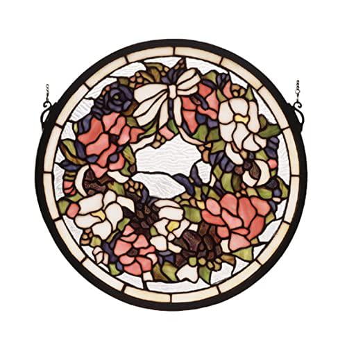 Meyda Lighting 15"W X 15"H Wreath Stained Glass Window 79836