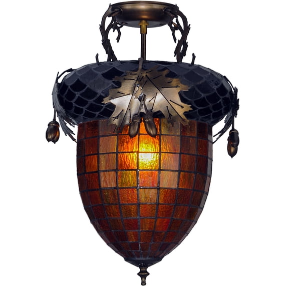 Meyda Tiffany 98063 Greenbriar Oak 1 Light 12" Wide Flush Mount Ceiling Fixture