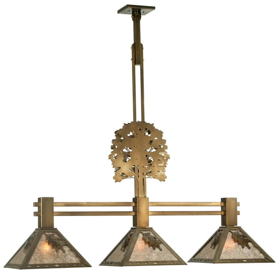 Meyda Tiffany 98484 Oak Tree Oak Leaf 3 Light 45" Wide Linear Pendant - Copper
