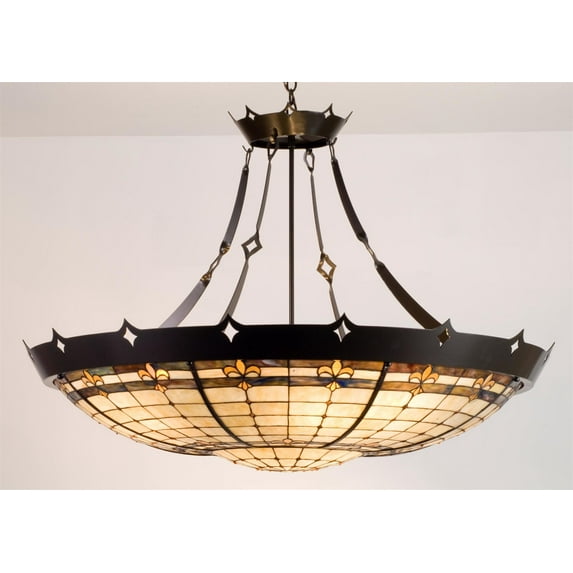 Meyda Tiffany 98958 Stained Glass / Tiffany Ten Light Bowl Pendant From The Fleurs