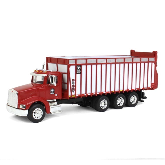 Spec Cast 1/64 Red Peterbilt 385 w/ Red & White Meyer 8126RT Boss Forage Box MEY-002