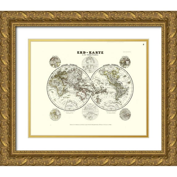 Meyer 24x20 Gold Ornate Wood Framed with Double Matting Museum Art Print Titled - World - Meyer