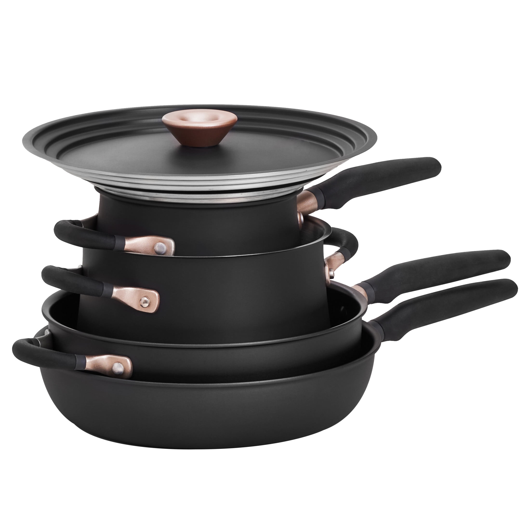 Meyer Accent 6 Piece Hard Anodized and Stainless Steel Pots and