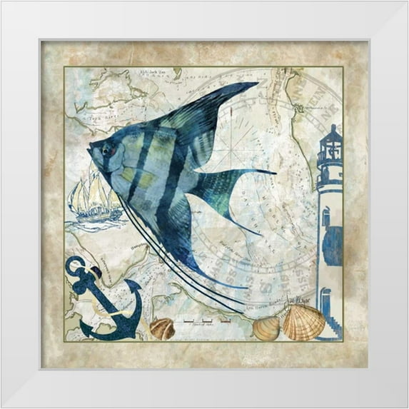 Meyer, Jill 26x26 White Modern Wood Framed Museum Art Print Titled - Nautical Fish II