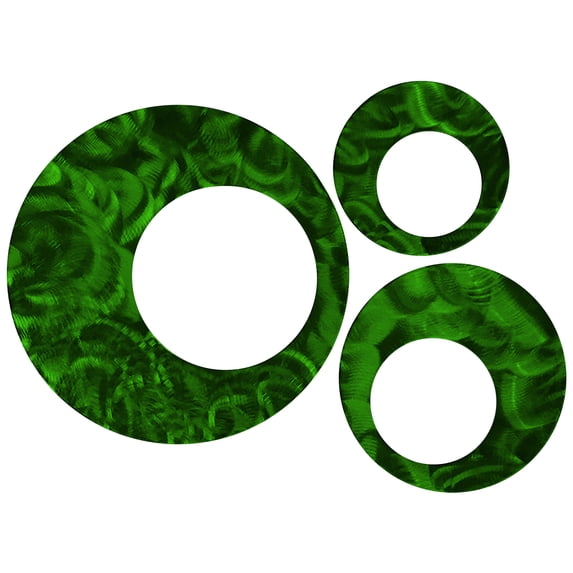 Meyerdirk Art Contemporary Circles Metal Decor Set of 3, Candy Green