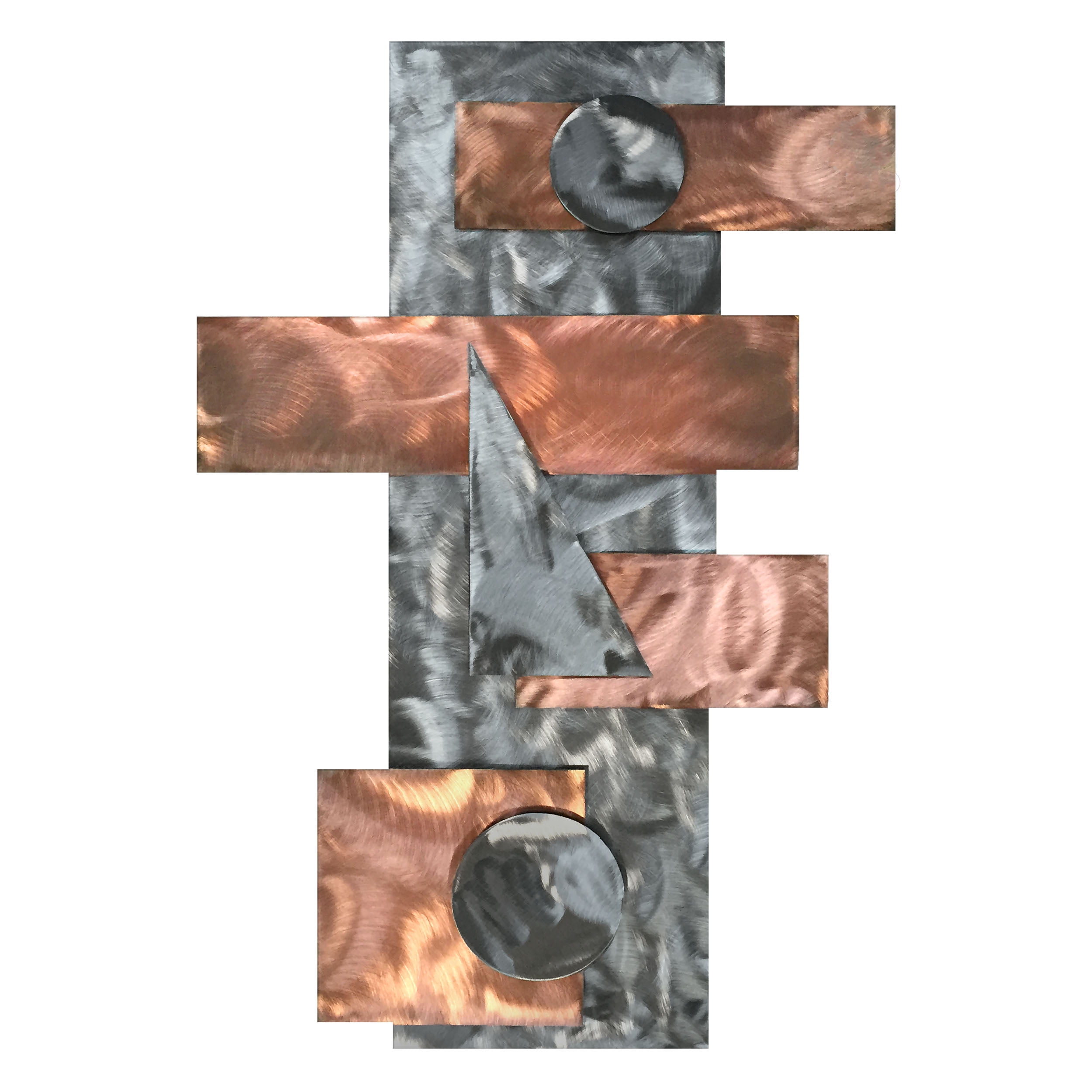 Polished Copper and Silver Contemporary Metal Wall Sculpture