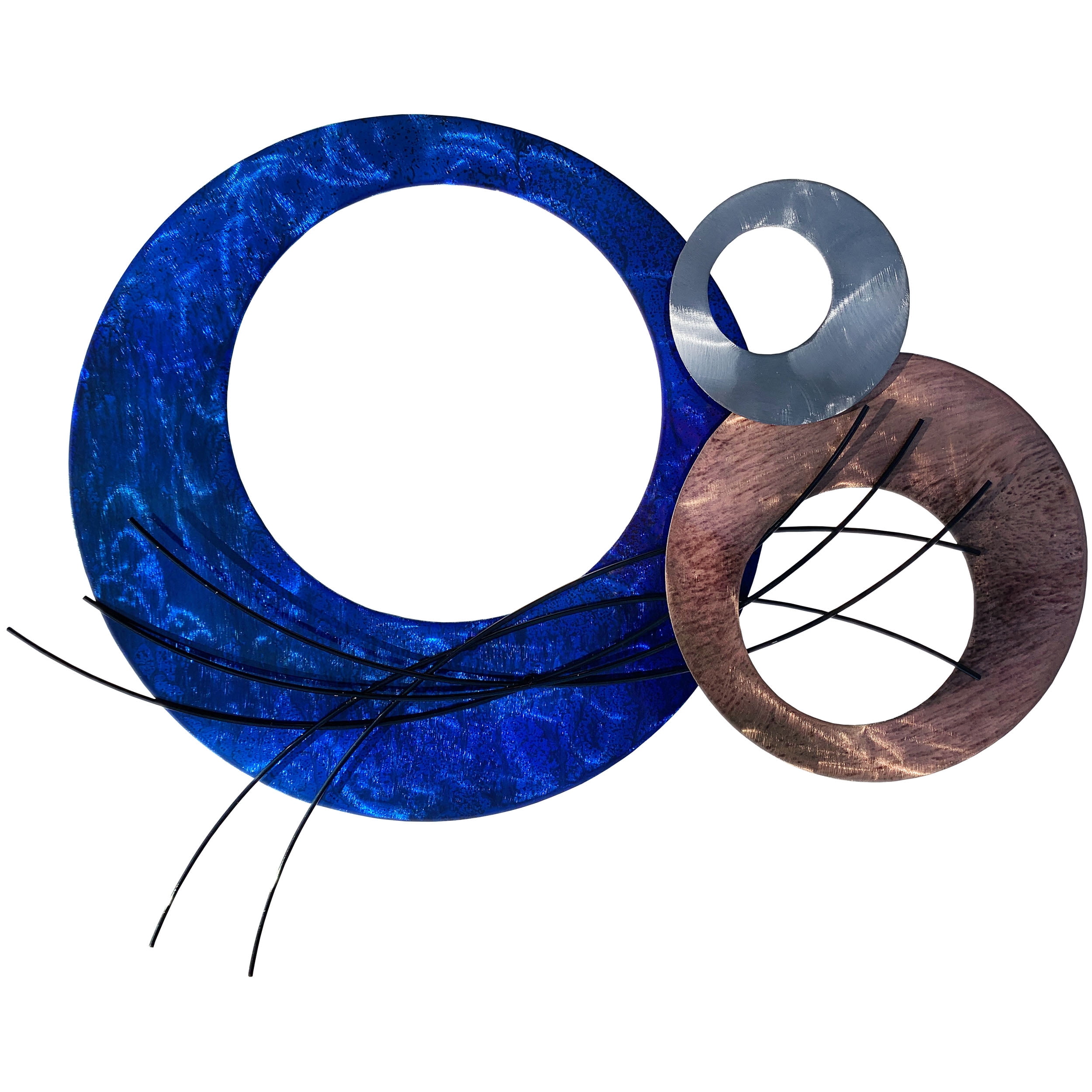 Aged Blue and Bronze Steel Contemporary Outdoor Wall Art