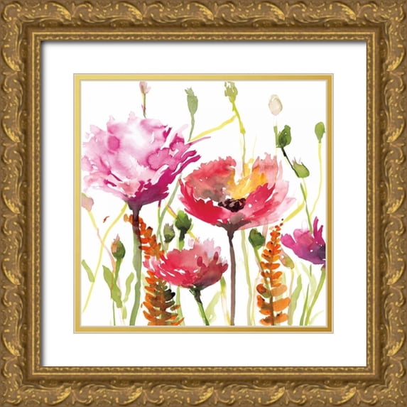 Meyers, Rebecca 20x20 Gold Ornate Wood Framed with Double Matting Museum Art Print Titled - Blooms and Buds