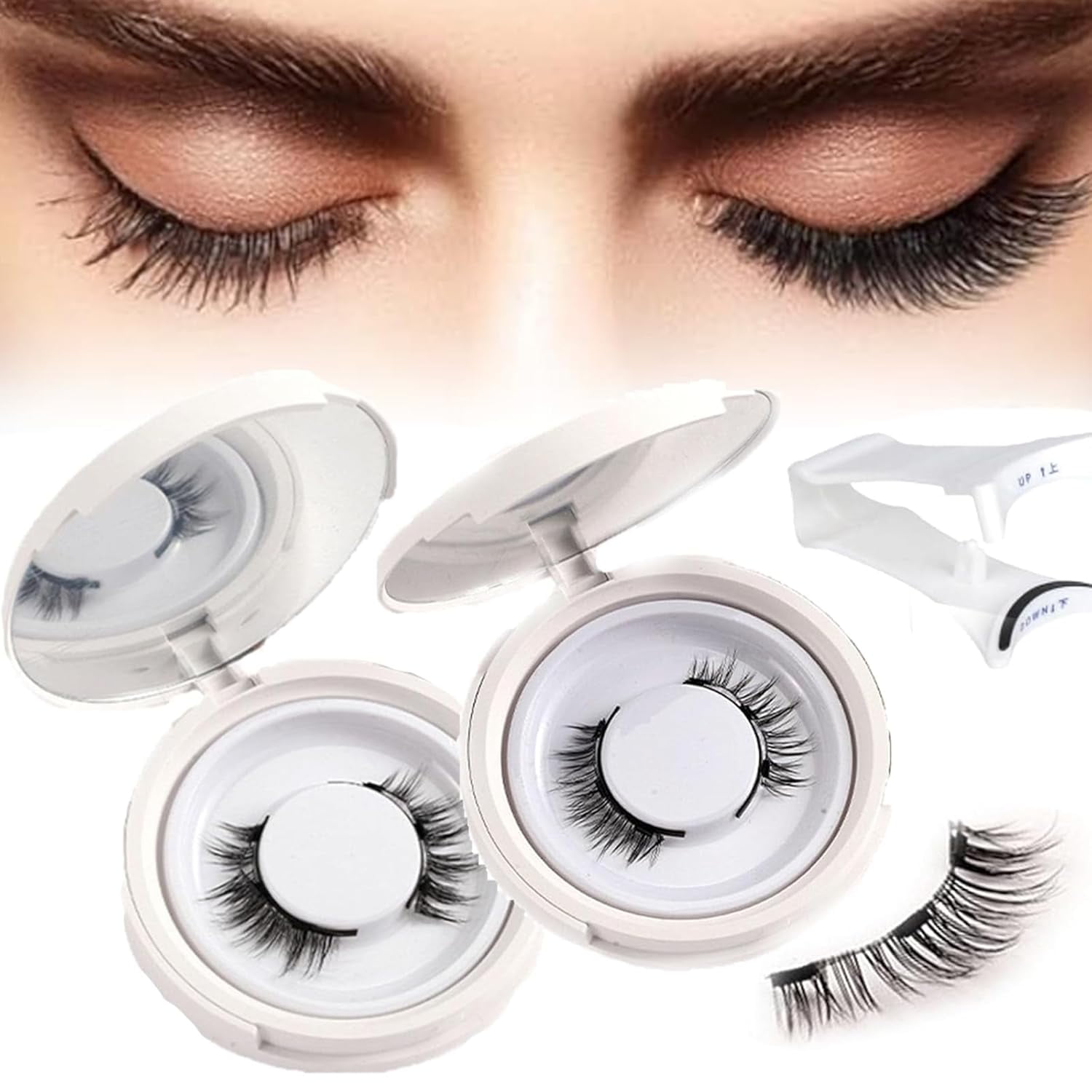 Meylora Magnetic Lashes, Meylora Magnetic Eyelashes with Applicator, Magnetic Eyelashes Without Eyeliner, Reusable Double Sided Magnetic Lashes No Glue or Liner Needed, Natural Look (Natural+Fuller)