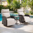 thumbnail image 1 of OPOHORO 59" Outdoor Wicker Swivel Chaise Lounge Set of 2 with Cushion, Adjustable Backrest & Side Table, Beige Patio Recliner for Poolside or Backyard, 1 of 12