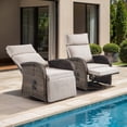 thumbnail image 1 of OPOHORO 59" Outdoor Wicker Swivel Chaise Lounge Set of 2 with Adjustable Backrest and Cushion, Beige Patio Recliner for Poolside or Backyard, 1 of 11