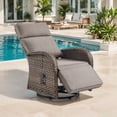thumbnail image 1 of OPOHORO 59" Outdoor Wicker Swivel Chaise Lounge with Adjustable Backrest and Cushion, Gray Patio Recliner for Poolside or Backyard, 1 of 11