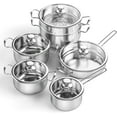 Meythway Pots and Pans Set Non Toxic, 11Piece Stainless Steel Cookware