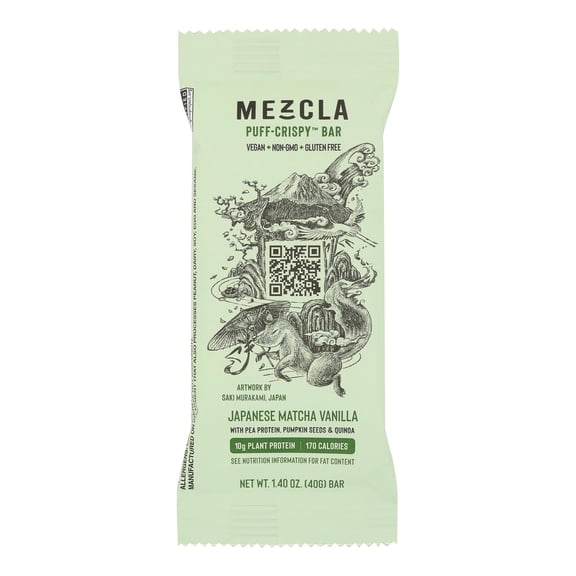 Mezcla - Matcha Vanilla Bar - 1.4 Oz, Case of 12