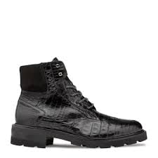 Mezlan Black Rugged Crocodile Lace Boot - 9