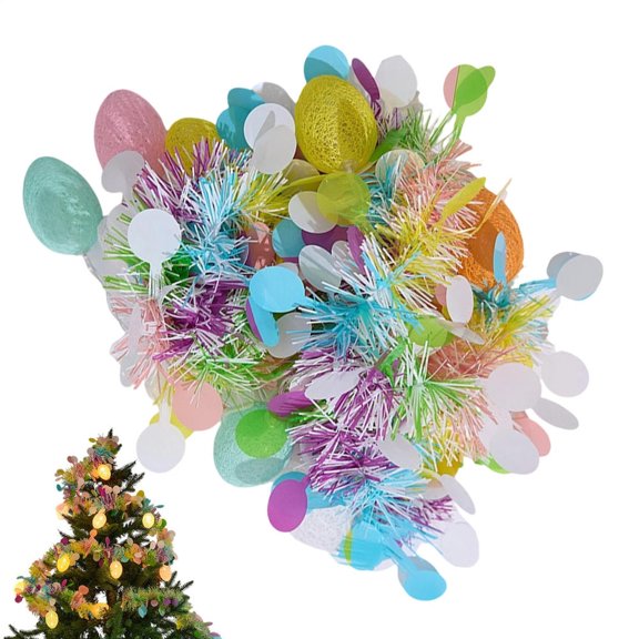 MezoJaoie Easter Tinsel Hangable Reusable Tinsel Garland Easter Foil Decoration for Spring Season Window Fence Wall Arch Stair Railings Ceiling Classroom Party