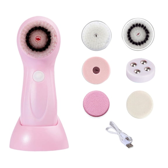 MezoJaoie Face Brushes for Cleansing Face Exfoliator Tool with 6 Brush Heads Rechargeable Skin Care Cleaning Wash System for Body Forehead Chin Nose Cheeks in style