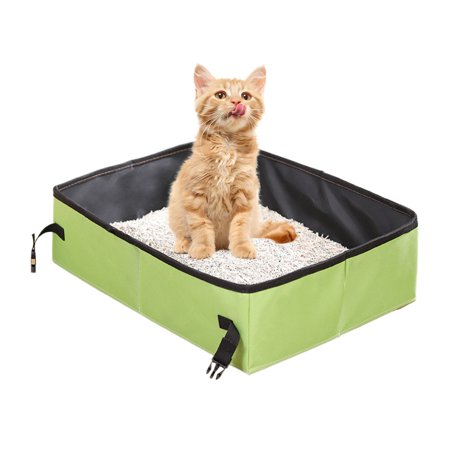 MezoJaoie Portable Litter Box Leak-Proof Portable Litter Box Compact Leakproof Cat Toilet for Travel In Car Camping Easy Car Ride Road Trip Hotel Stays Kittens pretty well