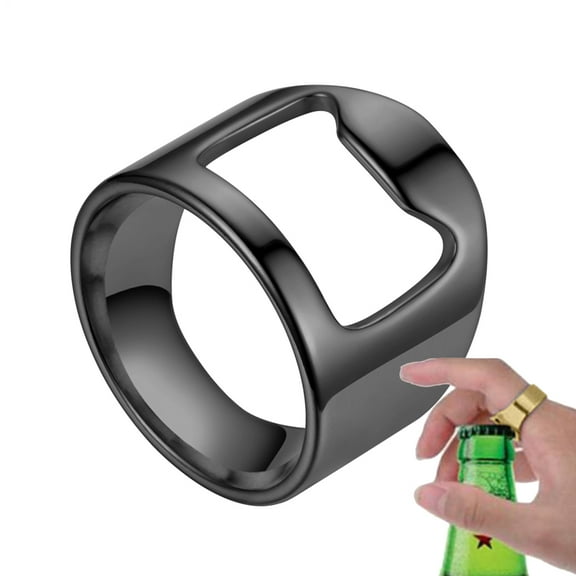 MezoJaoie Ring Bottle Opener Creative Beer Bar Tool Portable Titanium Steel Bartender Ring Finger Bottle Opener Versatile Finger Party Ring for Bartenders cosy