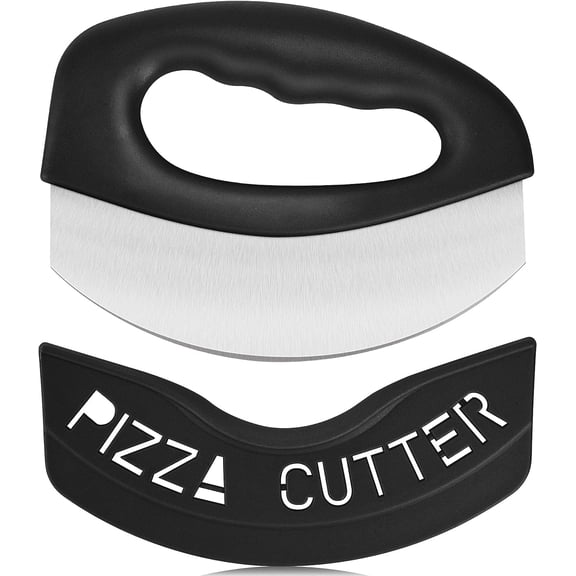 Mezzaluna Mincing Chopper Easy Grip Pizza Cutter and Salad Chopper, Quick Rocking n Chopping Meat, Herbs and Salads,Black