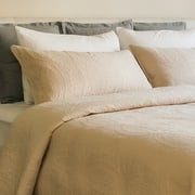 Mezzati Bedspread Coverlet Set Beige – Bedding Cover – Brushed Microfiber Bedding 3-Piece Quilt Set (King/Cal King, Beige)