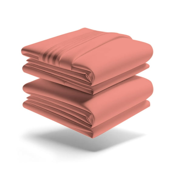 Mezzati Brushed Microfiber Bed Sheet Set - Ultra Soft and Lightweight for Ultimate Sleep Comfort, Wrinkle Free and Color Fade Resistant, 3pc Coral Rose Twin