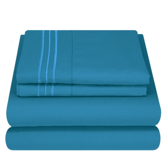 Mezzati Brushed Microfiber Bed Sheet Set - Ultra Soft and Lightweight for Ultimate Sleep Comfort, Wrinkle Free and Color Fade Resistant, 3pc Stunning Blue Twin