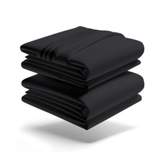 Mezzati Brushed Microfiber Bed Sheet Set - Ultra Soft and Lightweight for Ultimate Sleep Comfort, Wrinkle Free and Color Fade Resistant, 3pc Twin Black