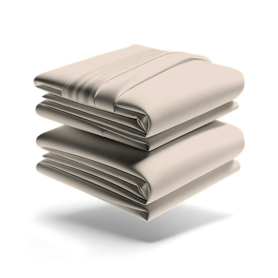 Mezzati Brushed Microfiber Bed Sheet Set - Ultra Soft and Lightweight for Ultimate Sleep Comfort, Wrinkle Free and Color Fade Resistant, 4pc Full Beige