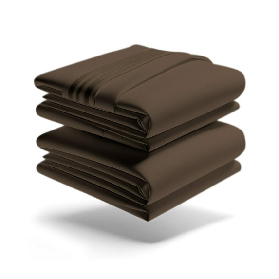 Mezzati Brushed Microfiber Bed Sheet Set - Ultra Soft and Lightweight for Ultimate Sleep Comfort, Wrinkle Free and Color Fade Resistant, 4pc Queen Brown