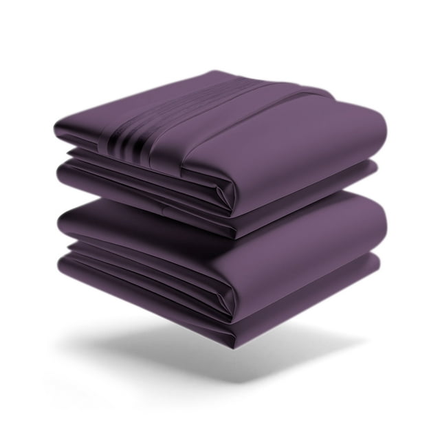 Mezzati Brushed Microfiber Bed Sheet Set - Ultra Soft and Lightweight for Ultimate Sleep Comfort, Wrinkle Free and Color Fade Resistant, 4pc Queen Purple
