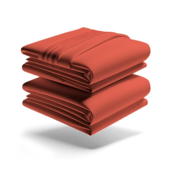 Mezzati Brushed Microfiber Bed Sheet Set - Ultra Soft and Lightweight for Ultimate Sleep Comfort, Wrinkle Free and Color Fade Resistant, 4pc Queen Ripe Orange